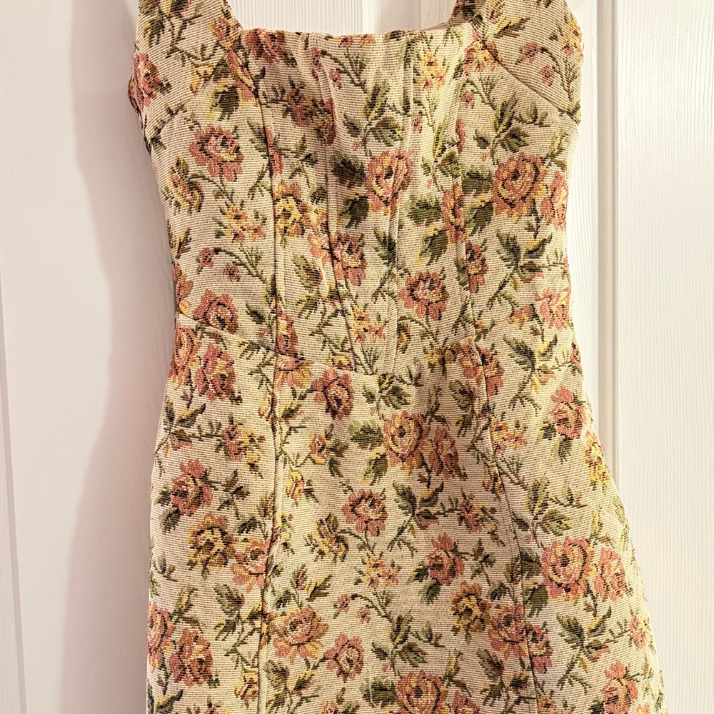 Sweetheart Floral Mini Dress in Cream and Pink
